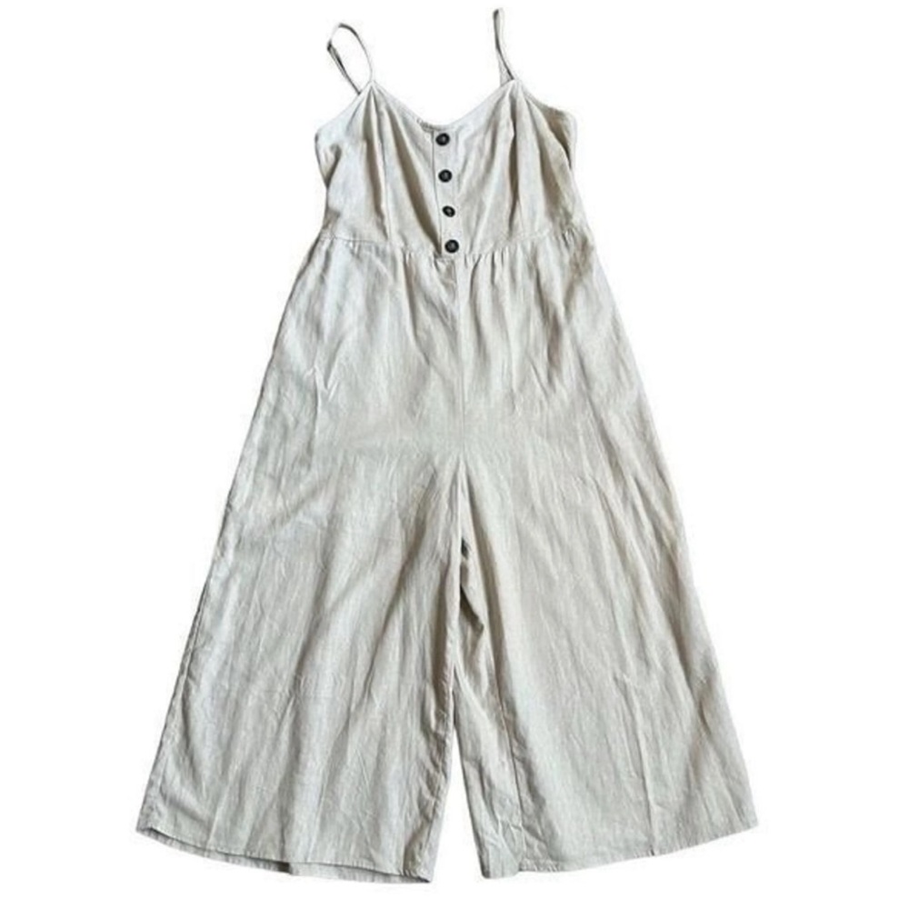 J for Justify White Linen Sleeveless Jumpsuit